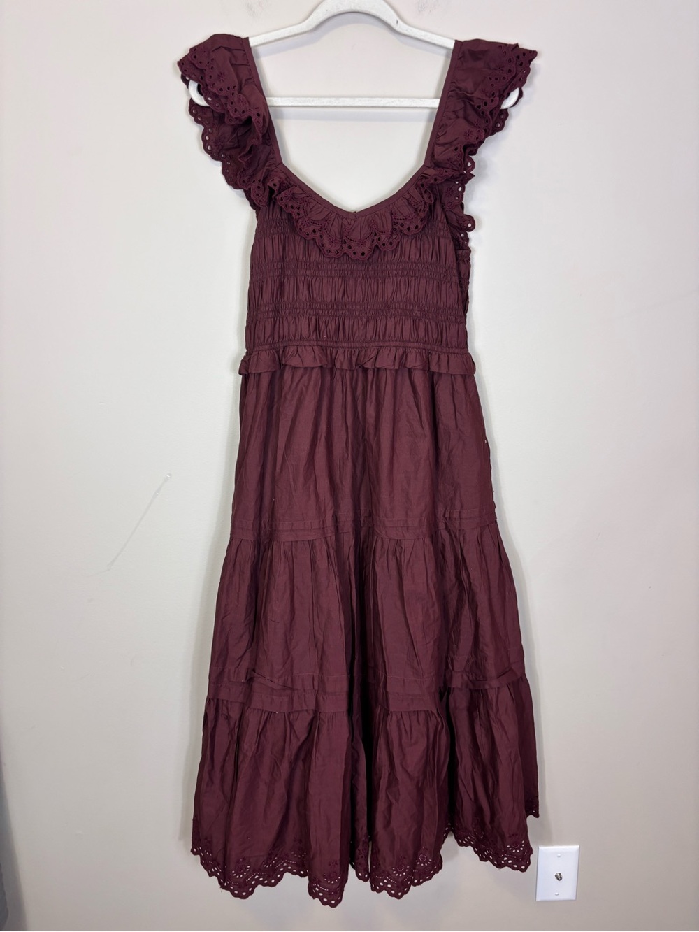 Madewell Purple Eyelet Ruffle Maxi Dress Women’s 8